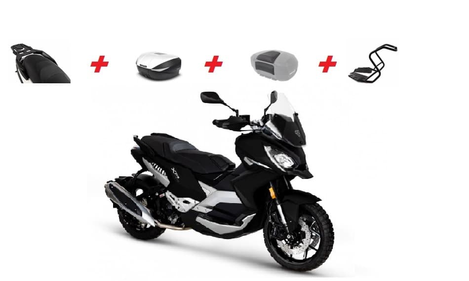 SET XP400 černý mat - zadní nosič + kufr + kryt kufru + opěrka + ochranný rám