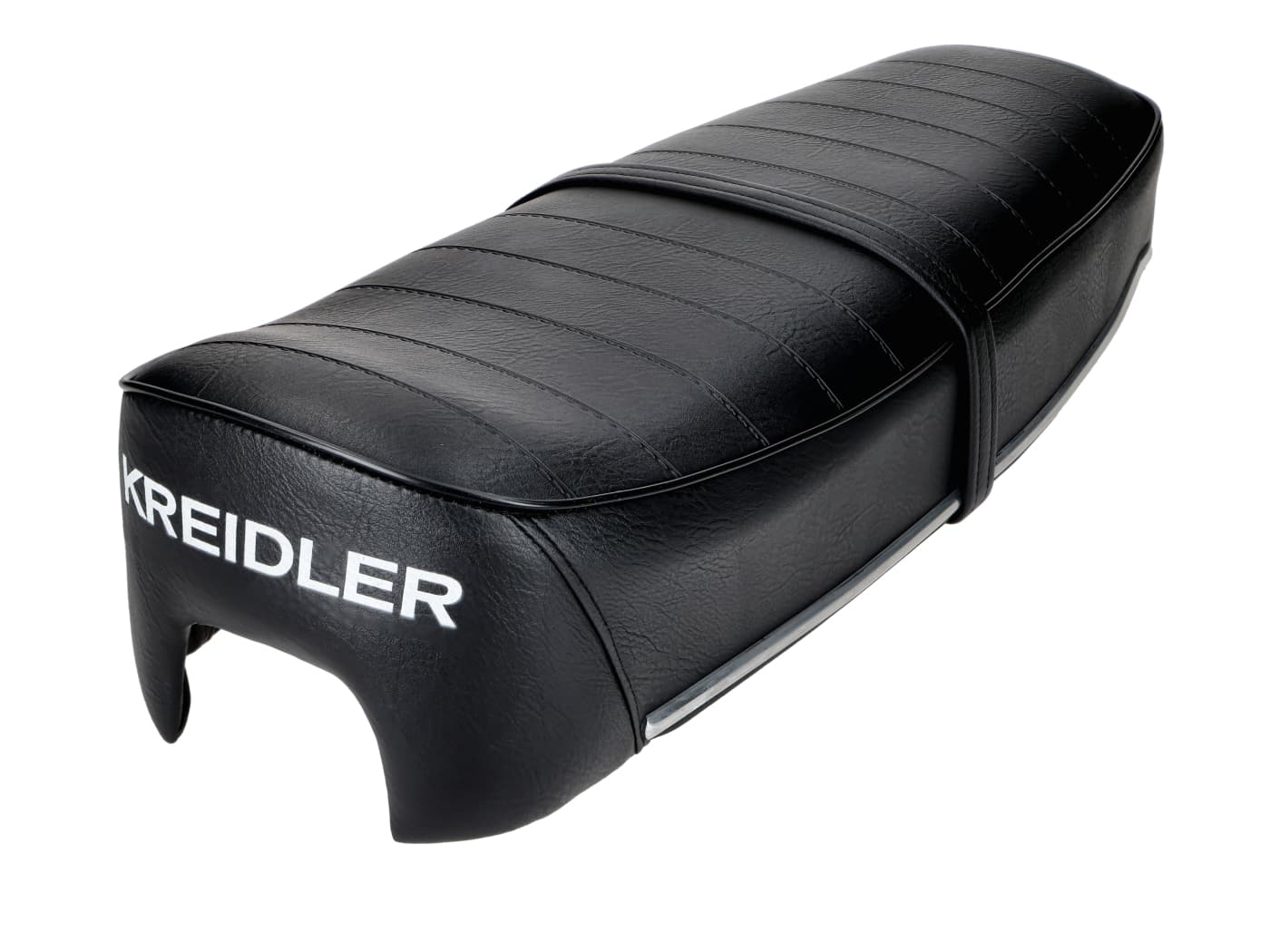 Seat bench 630x240mm with tool compartment opening and aluminum strips black for Kreidler Florett K54 RS