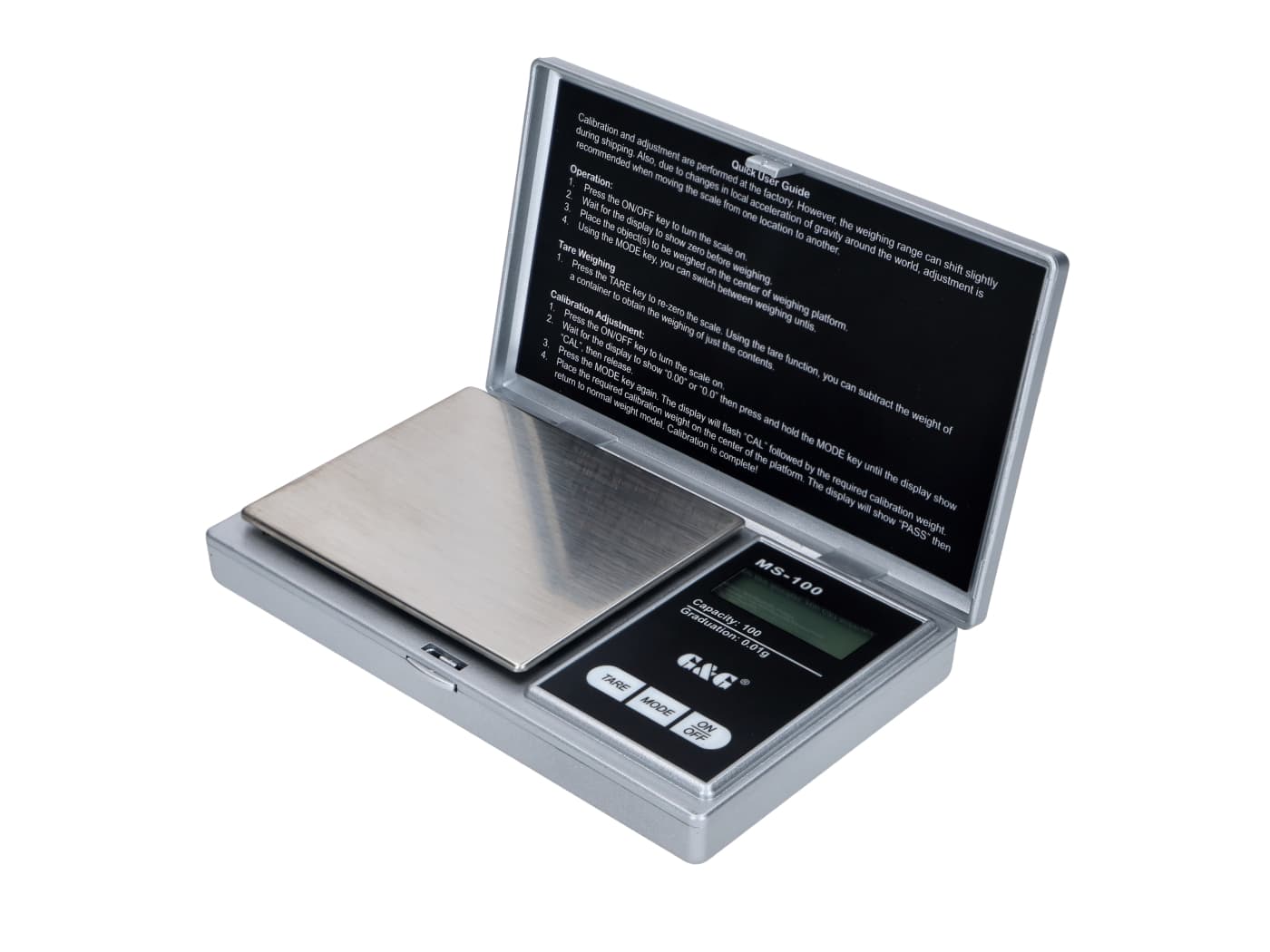 Pocket scales digital 100g / 0.01g silver